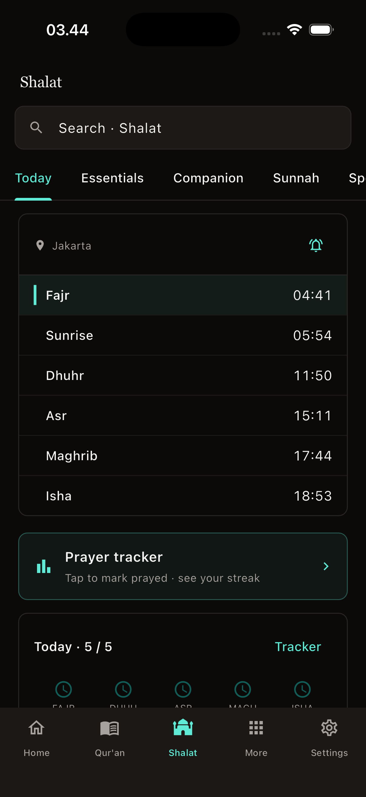 Aminly Shalat — Jakarta prayer times and tracker